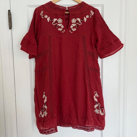 Free People Perfectly Victorian Embroidered Mini Dress | Size Medium - Picture 8 of 14